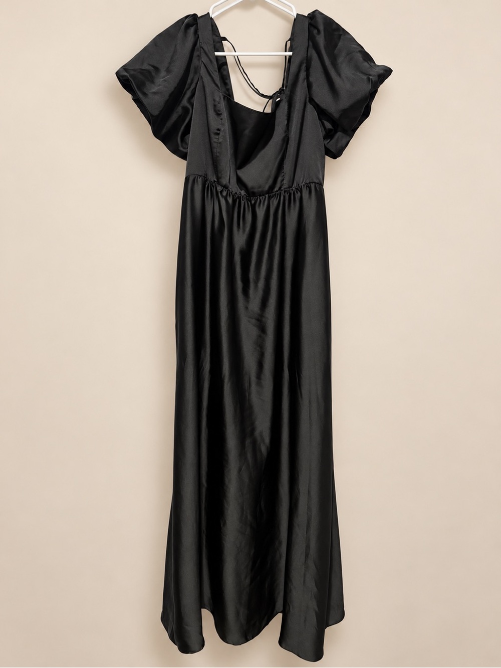 Show Me Your MuMu Black Satin Puff Sleeve Maxi Dress